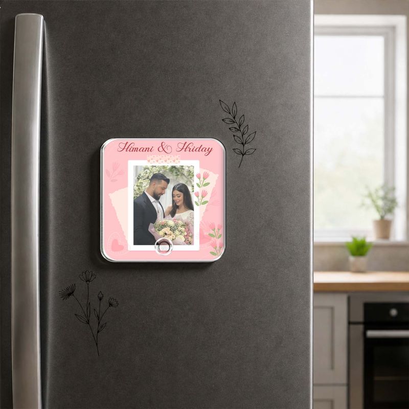 Long Distance Relationship Gift Personalised Musical Fridge Magnet with Custom Photo, Rechargeable Battery, Type-C USB Charging Memory Photo Fridge Magnet